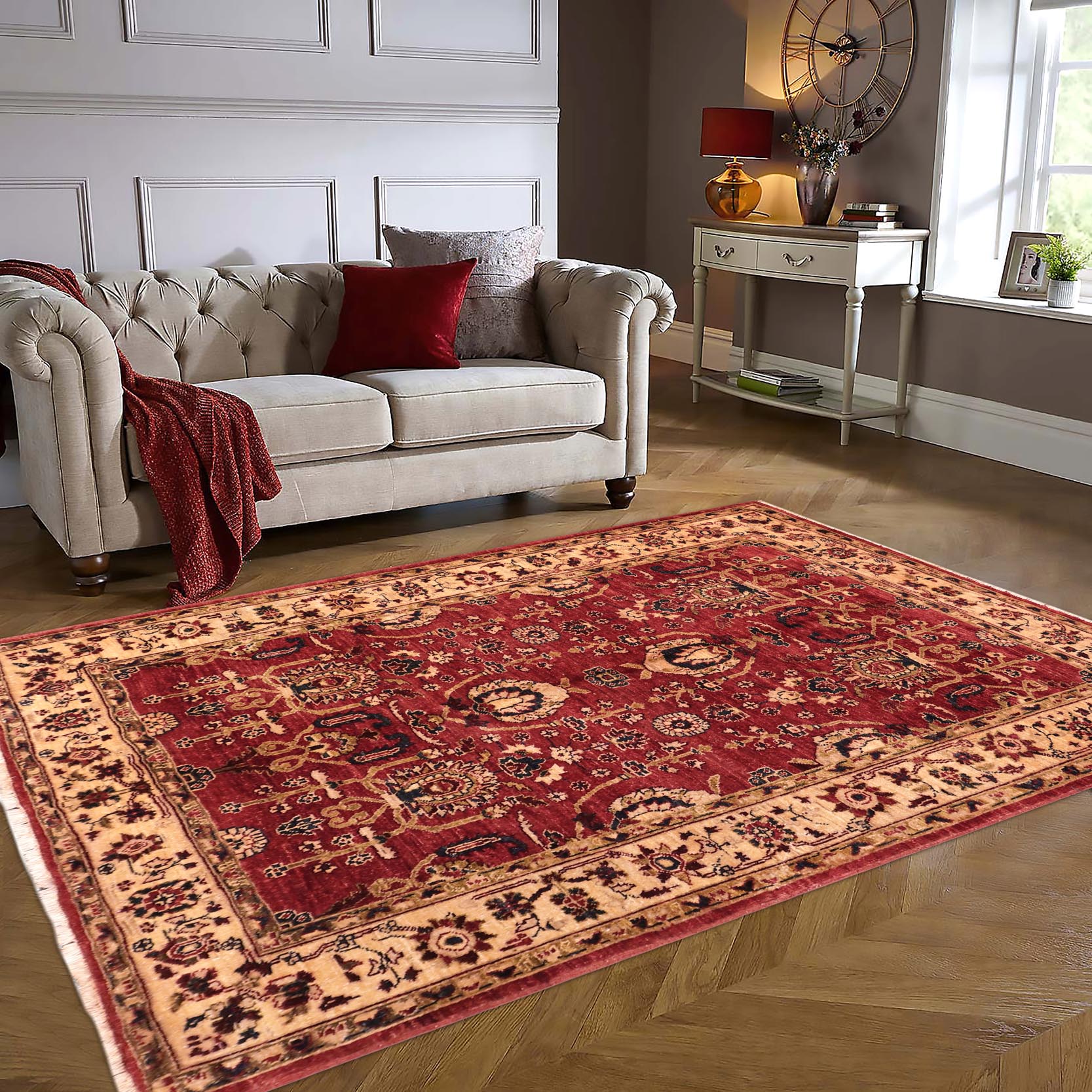 handmade Traditional Kafkaz Red Ivory Hand Knotted RECTANGLE 100% WOOL area rug 5x6