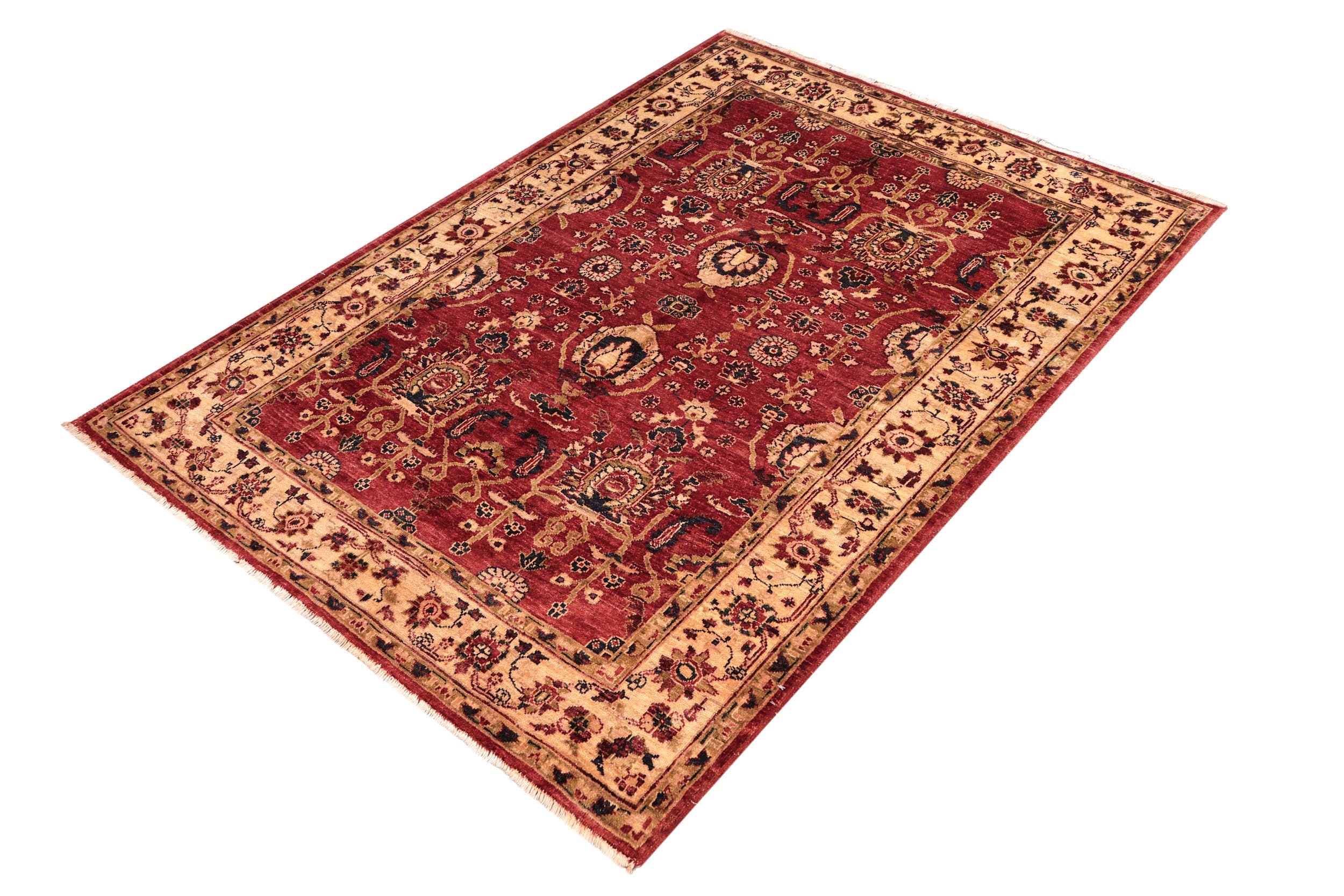 handmade Traditional Kafkaz Red Ivory Hand Knotted RECTANGLE 100% WOOL area rug 5x6