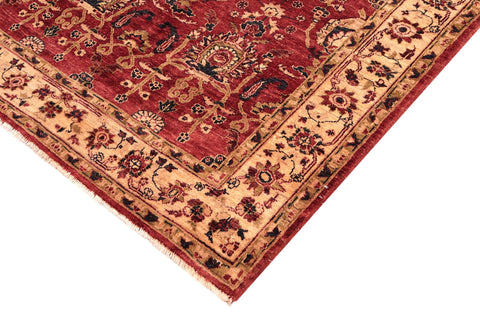 handmade Traditional Kafkaz Red Ivory Hand Knotted RECTANGLE 100% WOOL area rug 5x6