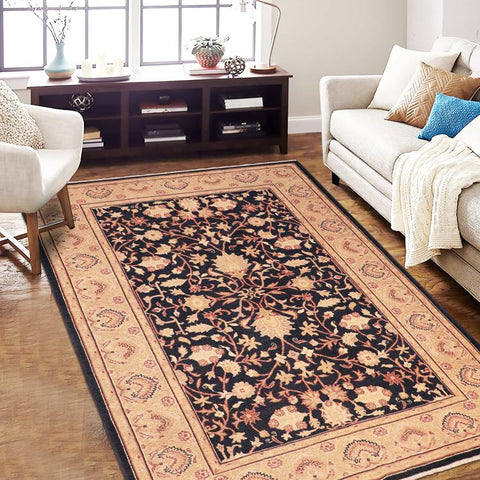 handmade Traditional Kafkaz Blue Tan Hand Knotted RECTANGLE 100% WOOL area rug 5x7
