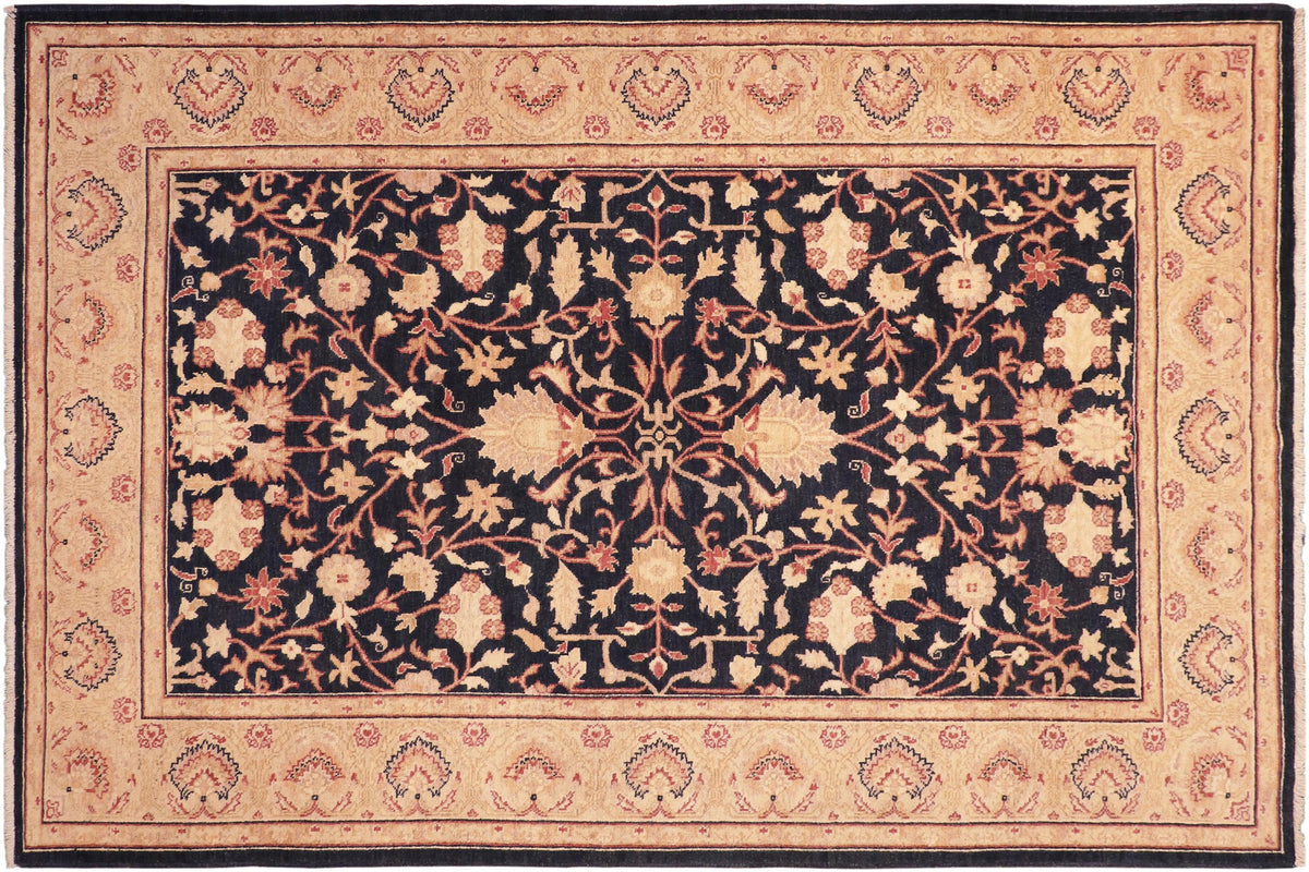 handmade Traditional Kafkaz Blue Tan Hand Knotted RECTANGLE 100% WOOL area rug 5x7