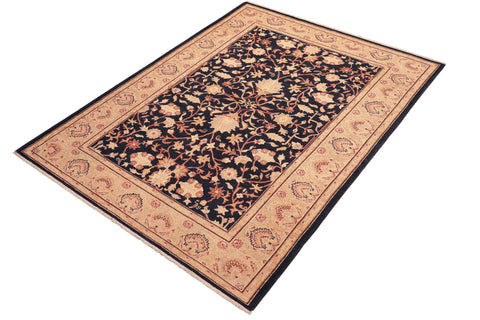 handmade Traditional Kafkaz Blue Tan Hand Knotted RECTANGLE 100% WOOL area rug 5x7