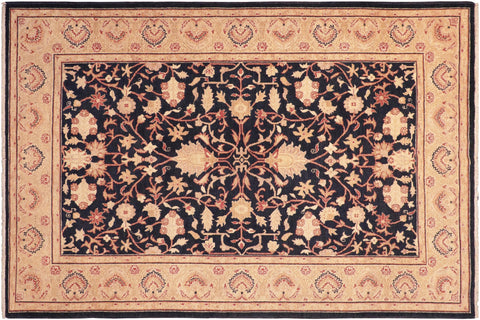 handmade Traditional Kafkaz Blue Tan Hand Knotted RECTANGLE 100% WOOL area rug 5x7