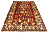 handmade Geometric Super Kazak Red Gold Hand Knotted RECTANGLE 100% WOOL area rug 4 x 6
