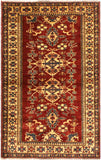 Rustic Super Kazak Elouise Red/Gold Wool Rug - 4'0'' x 5'7''