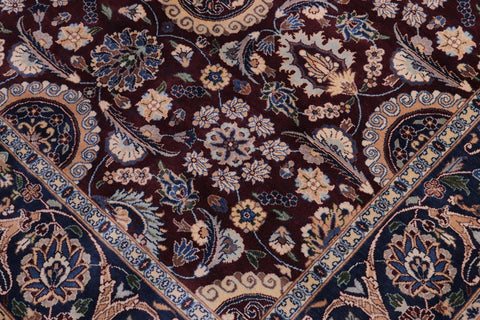 handmade Transitional Agra Tabriz Maroon Blue Hand Knotted RECTANGLE 100% WOOL area rug 5x7