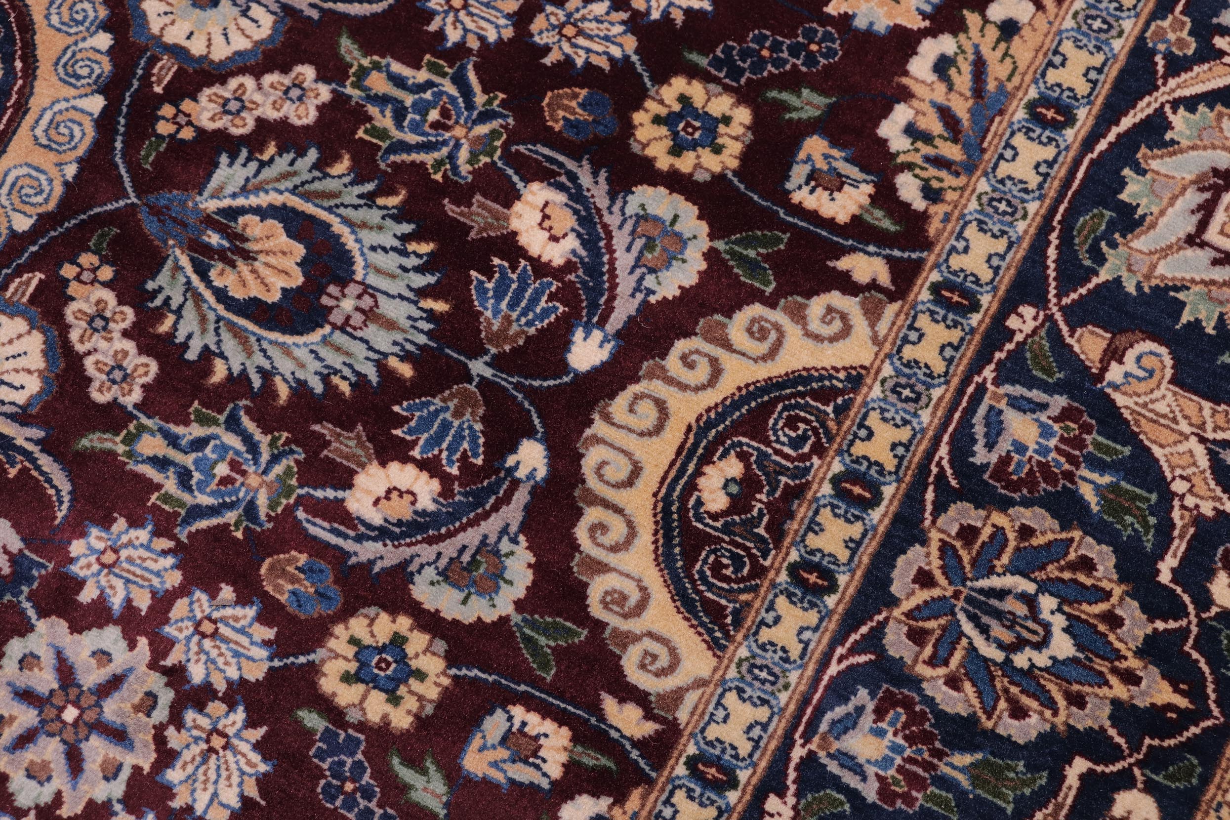 handmade Transitional Agra Tabriz Maroon Blue Hand Knotted RECTANGLE 100% WOOL area rug 5x7