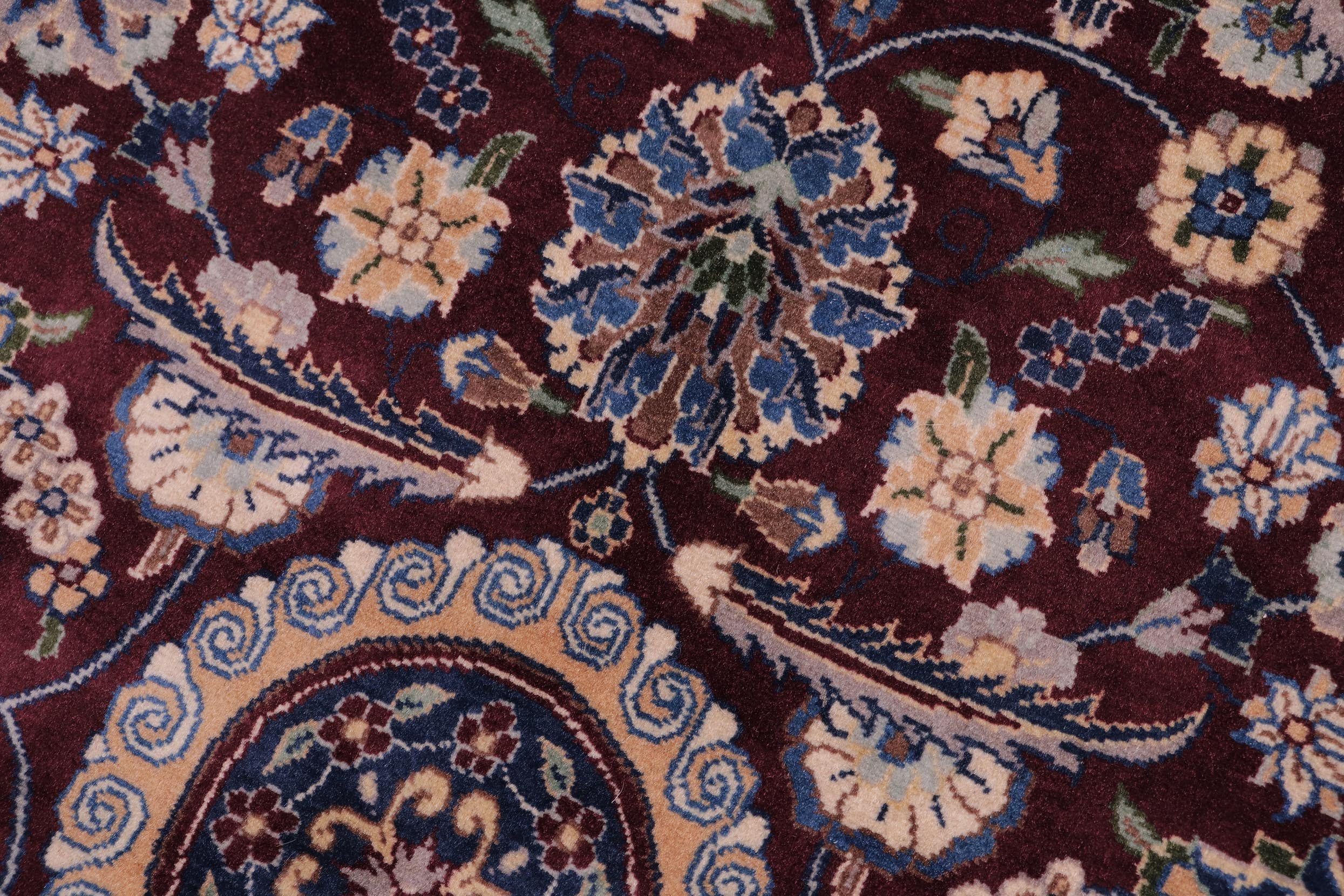 handmade Transitional Agra Tabriz Maroon Blue Hand Knotted RECTANGLE 100% WOOL area rug 5x7
