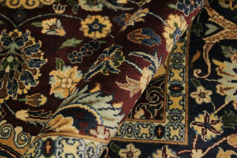 handmade Traditional Agra Tabriz Maroon Blue Hand Knotted RECTANGLE 100% WOOL area rug 5x7