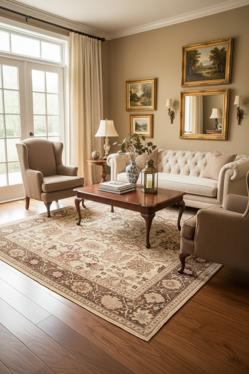 handmade Transitional Sultanabad Beige Green Hand Knotted RECTANGLE 100% WOOL area rug 5x7