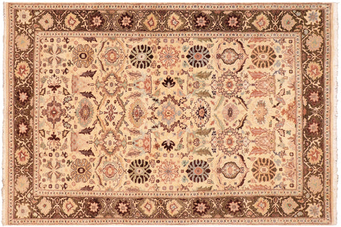 handmade Transitional Sultanabad Beige Green Hand Knotted RECTANGLE 100% WOOL area rug 5 x 7