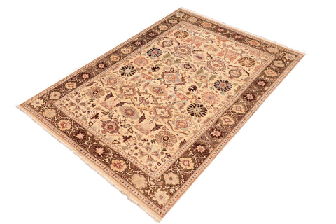 handmade Transitional Sultanabad Beige Green Hand Knotted RECTANGLE 100% WOOL area rug 5 x 7