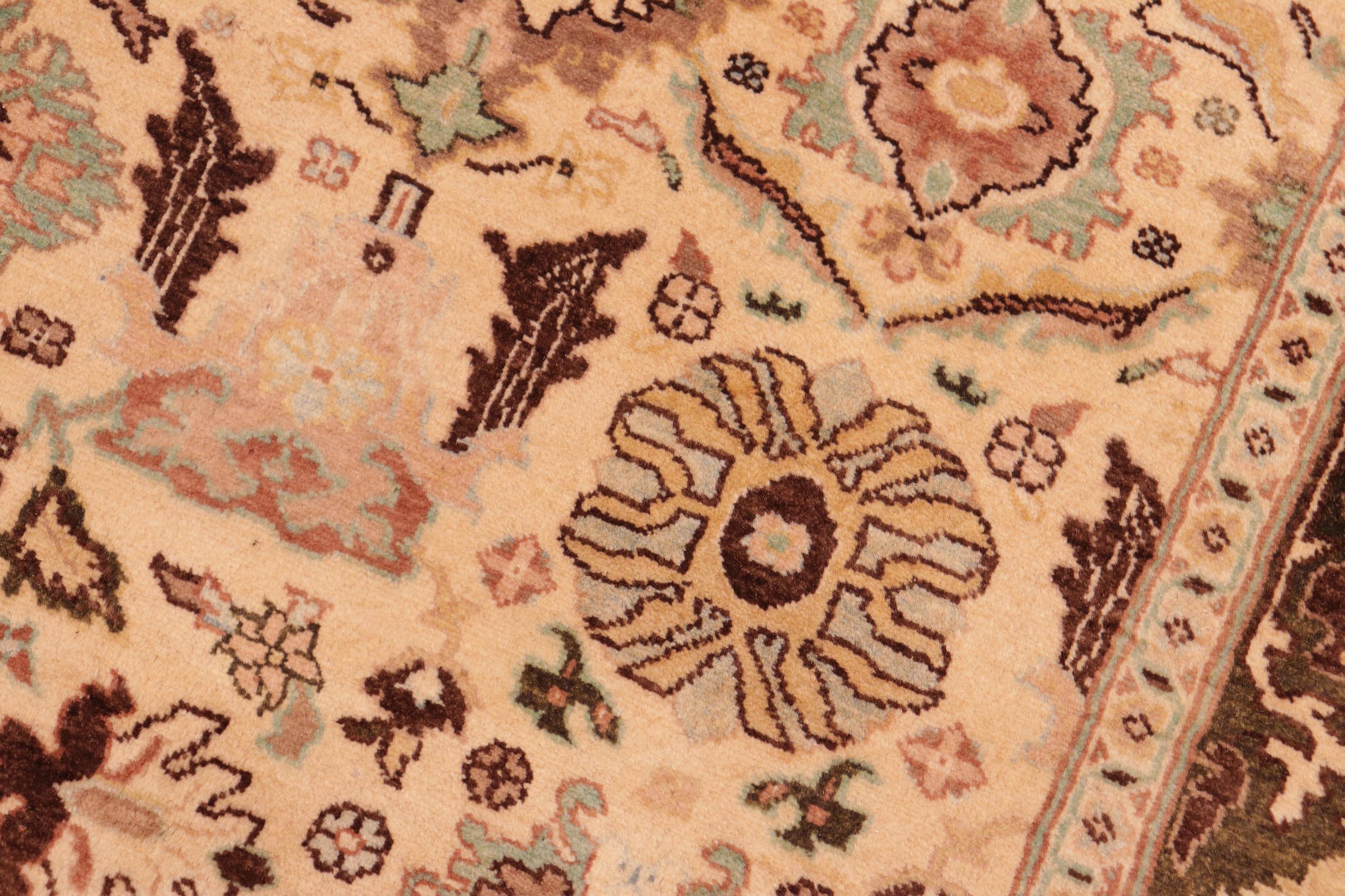 handmade Transitional Sultanabad Beige Green Hand Knotted RECTANGLE 100% WOOL area rug 5x7