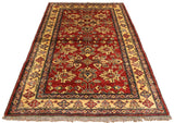 handmade Geometric Super Kazak Red Gold Hand Knotted RECTANGLE 100% WOOL area rug 4 x 5