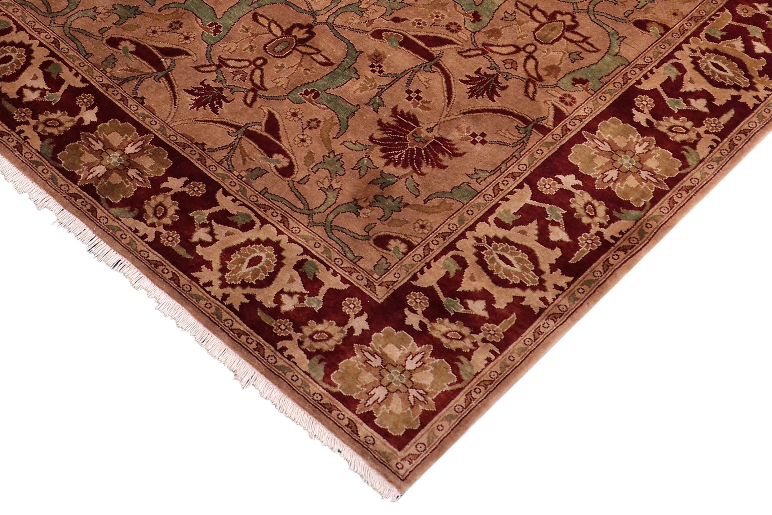 handmade Transitional  Lt. Brown Drk. Red Hand Knotted RECTANGLE 100% WOOL area rug 5x7