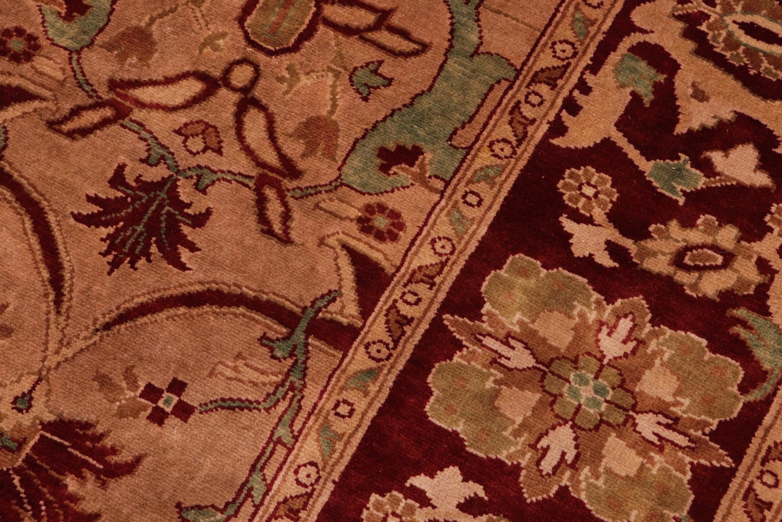 handmade Transitional  Lt. Brown Drk. Red Hand Knotted RECTANGLE 100% WOOL area rug 5 x 7