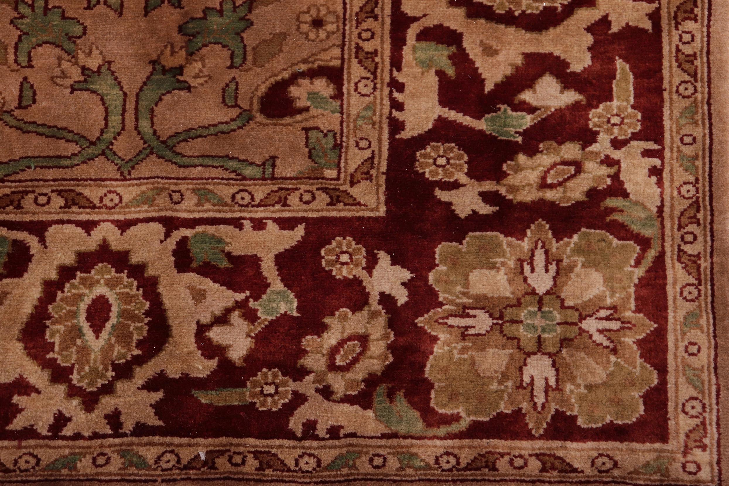 handmade Transitional  Lt. Brown Drk. Red Hand Knotted RECTANGLE 100% WOOL area rug 5x7