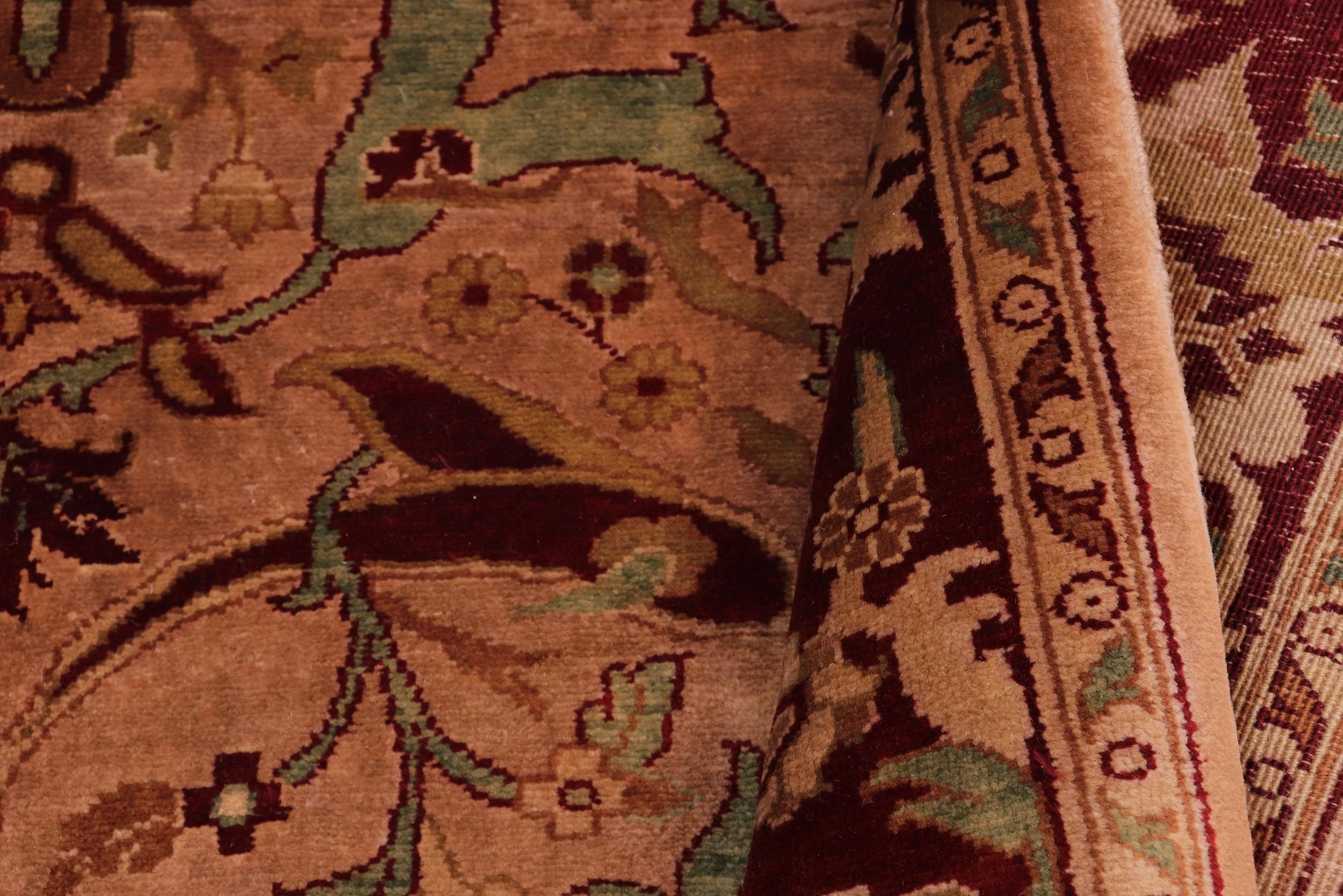 handmade Transitional  Lt. Brown Drk. Red Hand Knotted RECTANGLE 100% WOOL area rug 5 x 7