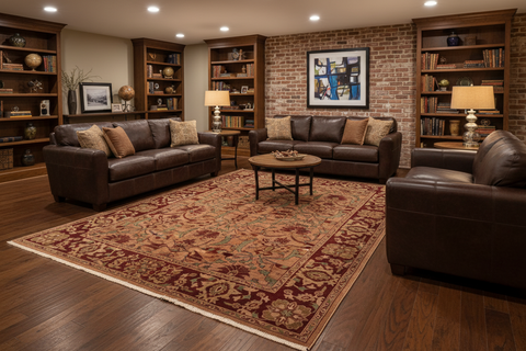 handmade Transitional  Lt. Brown Drk. Red Hand Knotted RECTANGLE 100% WOOL area rug 5 x 7