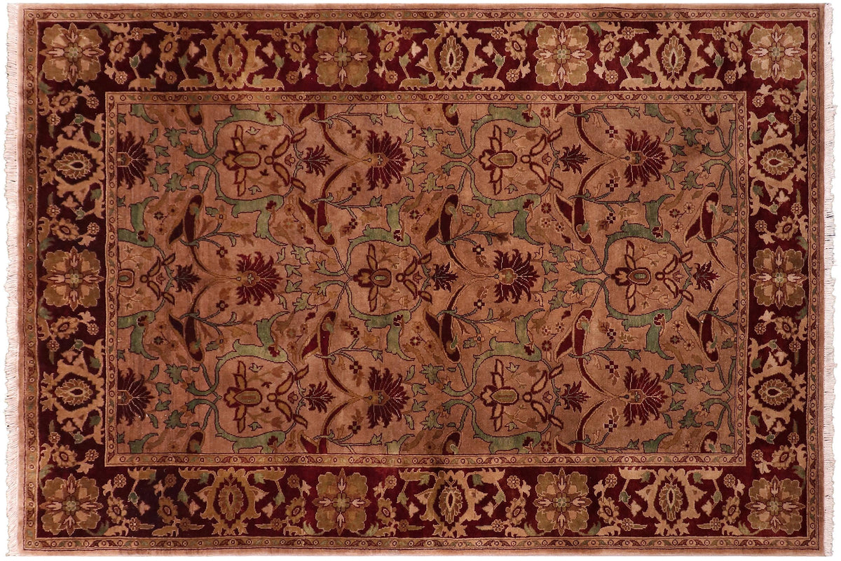 handmade Transitional  Lt. Brown Drk. Red Hand Knotted RECTANGLE 100% WOOL area rug 5x7