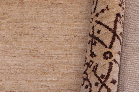 handmade Modern Kafkaz Tan Brown Hand Knotted RECTANGLE 100% WOOL area rug 5' x 7'