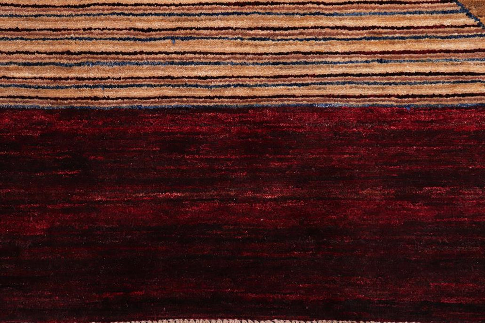 handmade Modern Gabbeh Red Brown Hand Knotted RECTANGLE 100% WOOL area rug 5 X7 