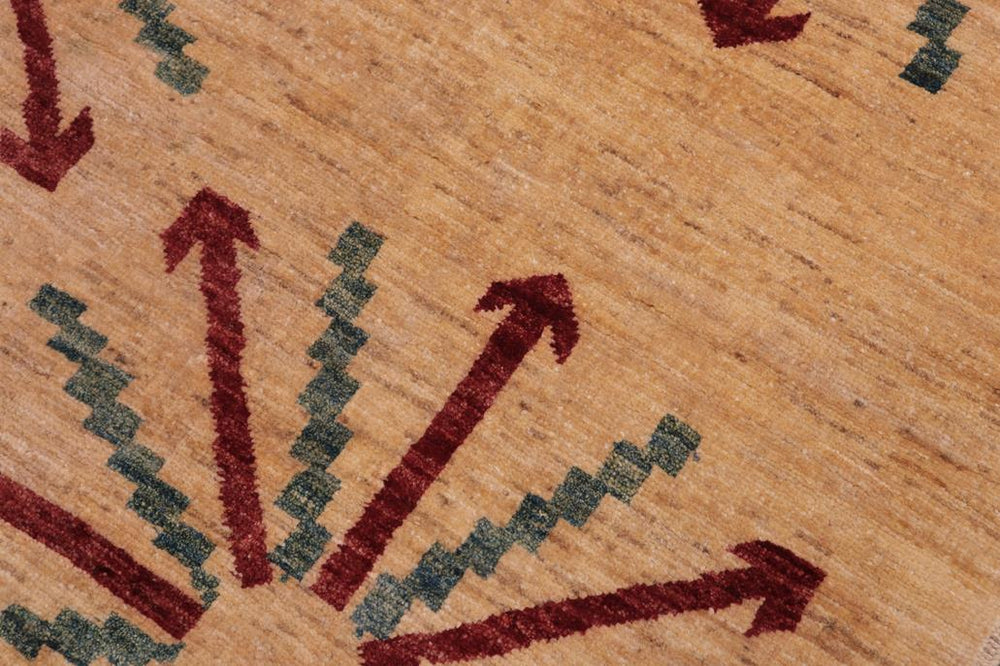 handmade Transitional Kafkaz Tan Red Hand Knotted RECTANGLE 100% WOOL area rug 5X7