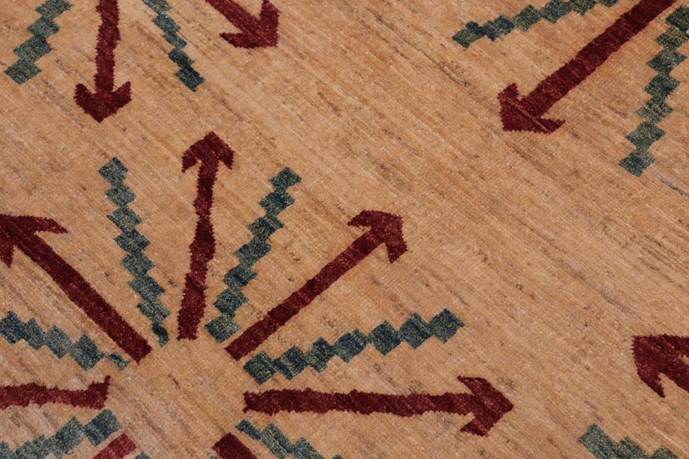 handmade Transitional Kafkaz Tan Red Hand Knotted RECTANGLE 100% WOOL area rug 5X7