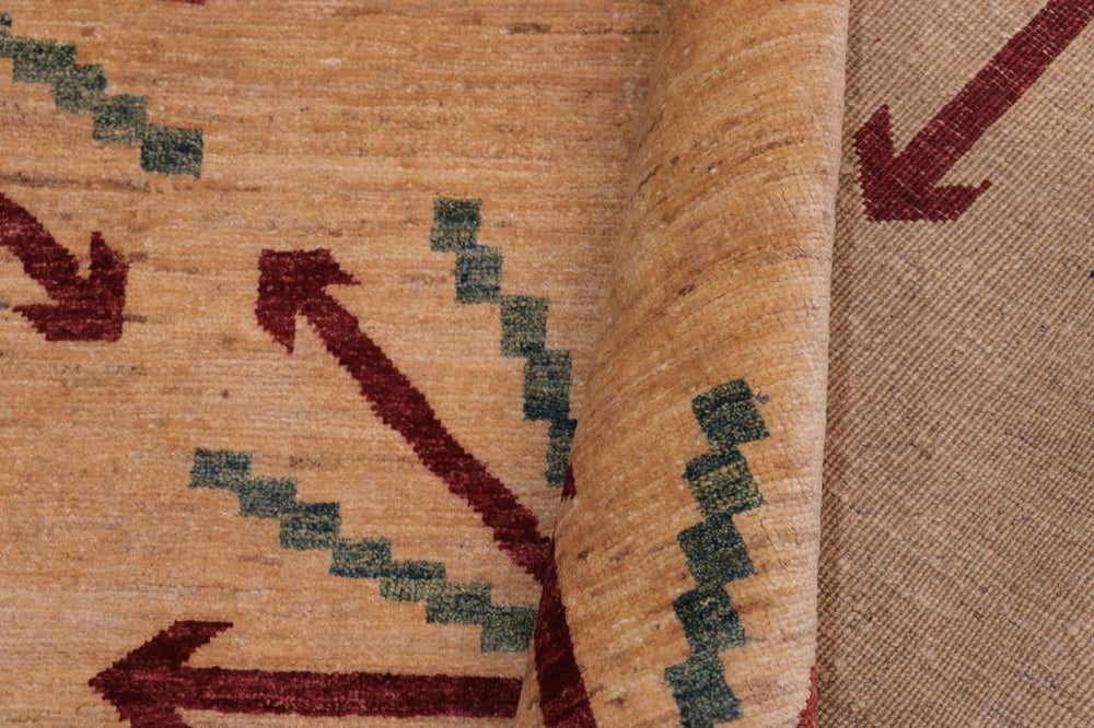 handmade Transitional Kafkaz Tan Red Hand Knotted RECTANGLE 100% WOOL area rug 5X7