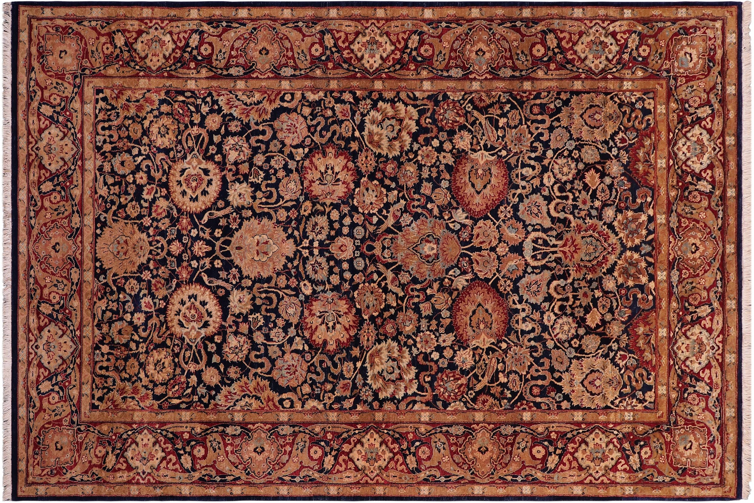 handmade Transitional Anmol Agra Blue Red Hand Knotted RECTANGLE 100% WOOL area rug 5x7