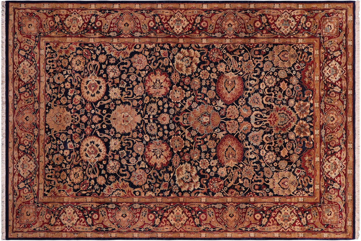 handmade Transitional Anmol Agra Blue Red Hand Knotted RECTANGLE 100% WOOL area rug 5x7