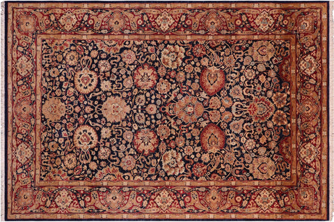 handmade Transitional Anmol Agra Blue Red Hand Knotted RECTANGLE 100% WOOL area rug 5 x 7