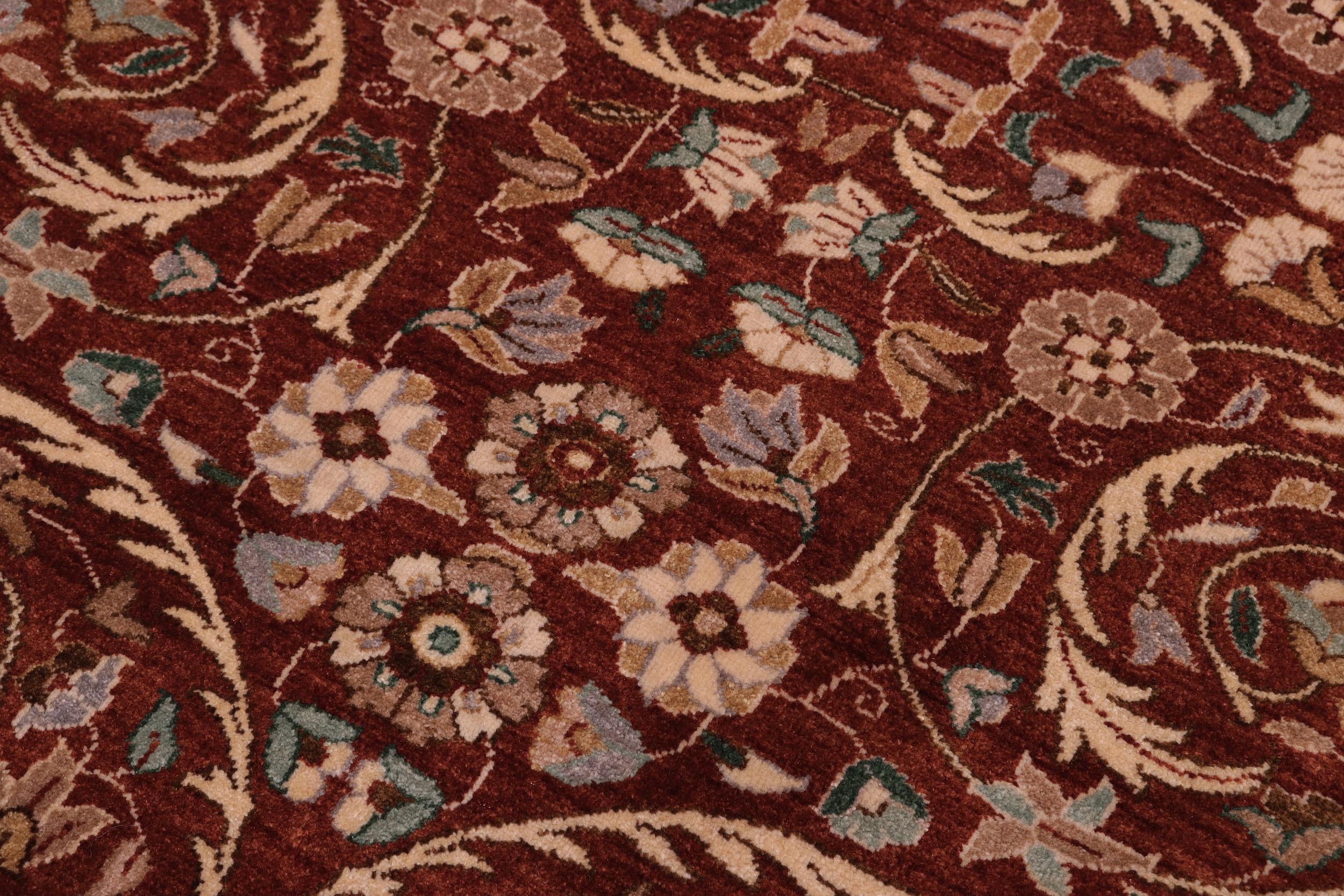 handmade Traditional Lahore Rust Tan Hand Knotted RECTANGLE 100% WOOL area rug 5' x 7'