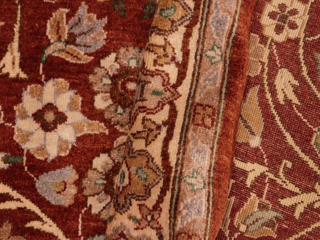 handmade Traditional Lahore Rust Tan Hand Knotted RECTANGLE 100% WOOL area rug 5x7