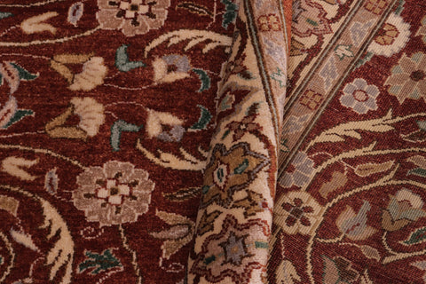 handmade Traditional Lahore Rust Tan Hand Knotted RECTANGLE 100% WOOL area rug 5' x 7'