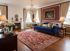 handmade Traditional Lahore Rust Tan Hand Knotted RECTANGLE 100% WOOL area rug 5x7