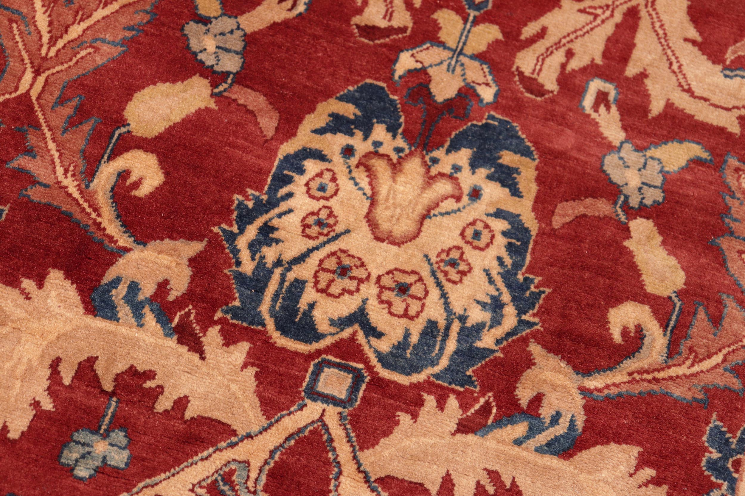 handmade Traditional Lahore Rust Tan Hand Knotted RECTANGLE 100% WOOL area rug 5' x 7'