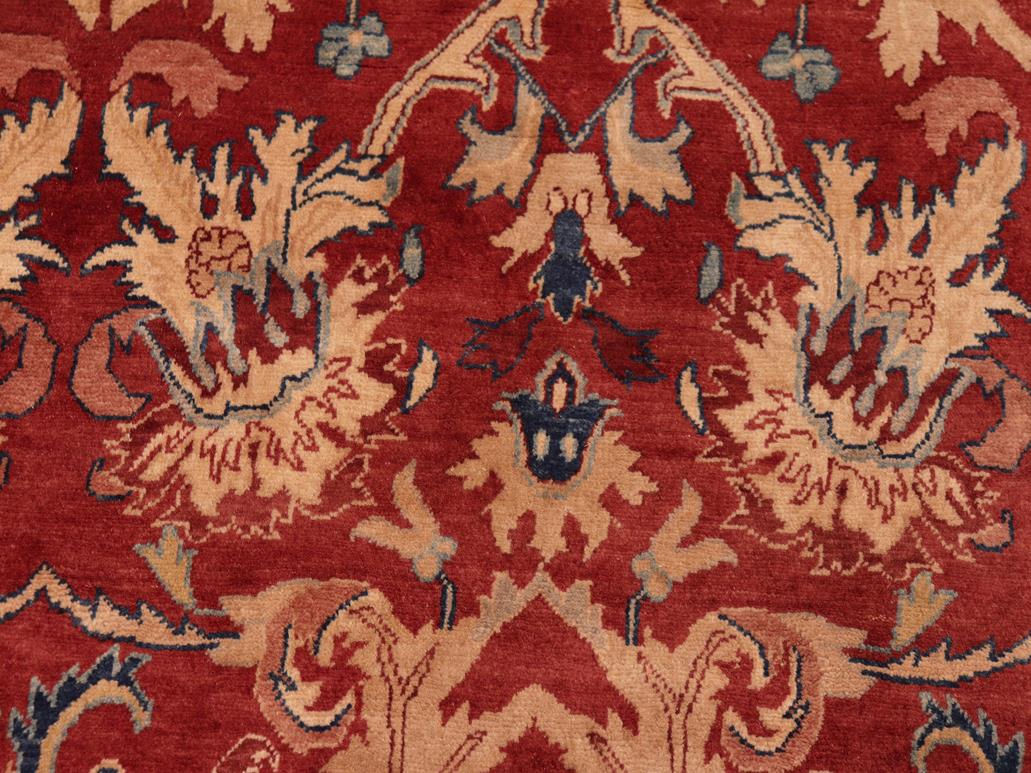 handmade Traditional Lahore Rust Tan Hand Knotted RECTANGLE 100% WOOL area rug 5x7