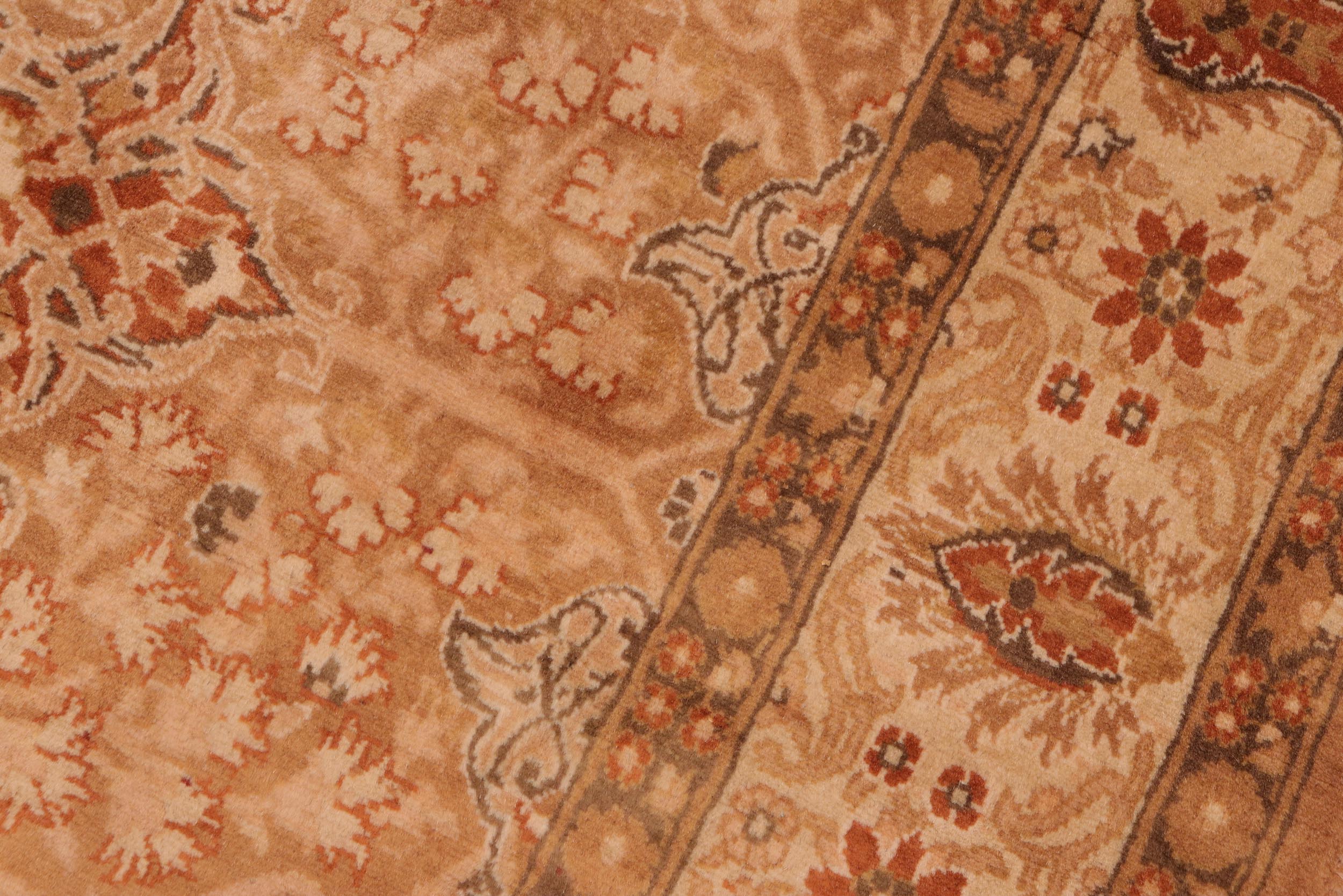 handmade Traditional New Wahid Gold Beige Hand Knotted RECTANGLE 100% WOOL area rug 5x7