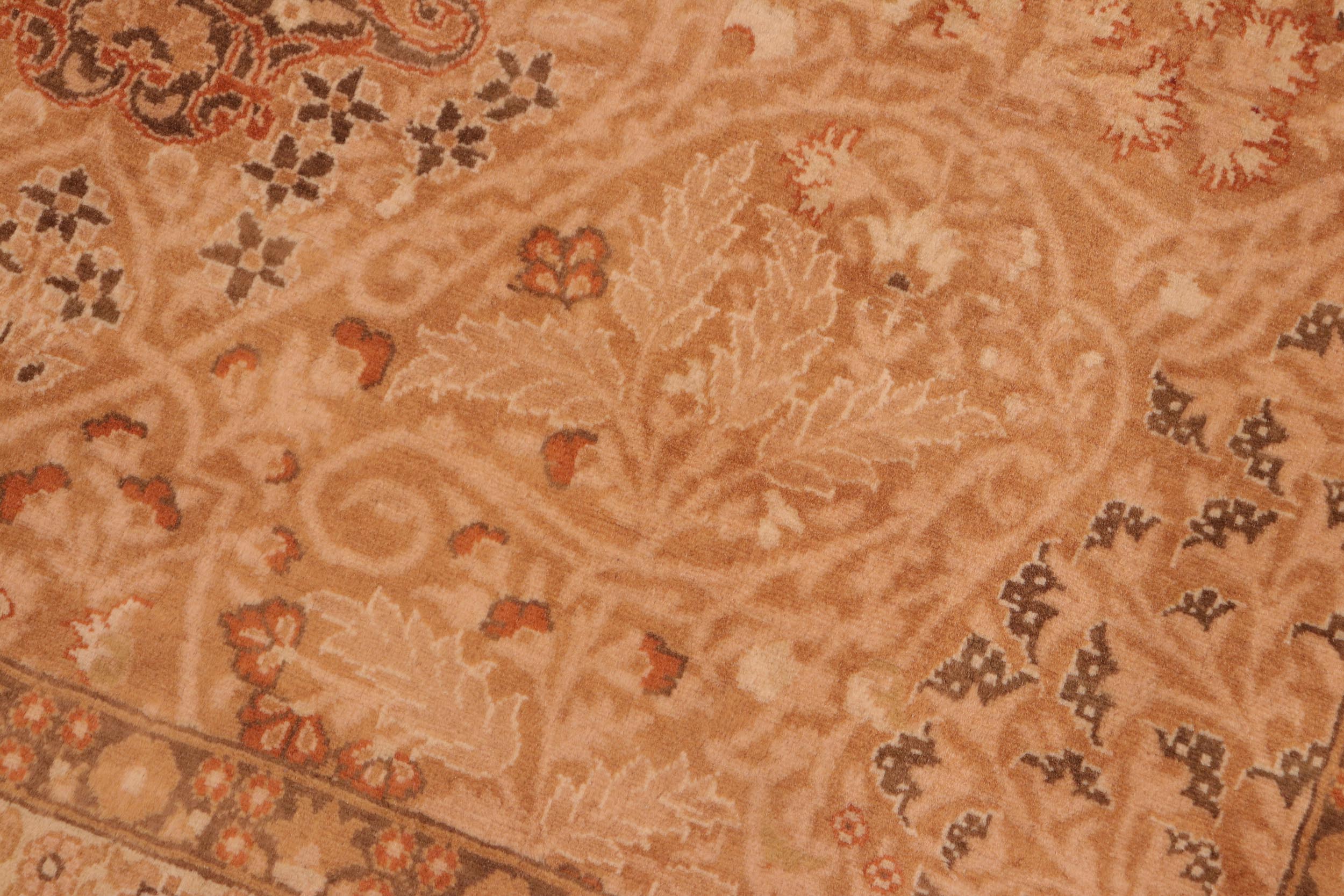 handmade Traditional New Wahid Gold Beige Hand Knotted RECTANGLE 100% WOOL area rug 5x7