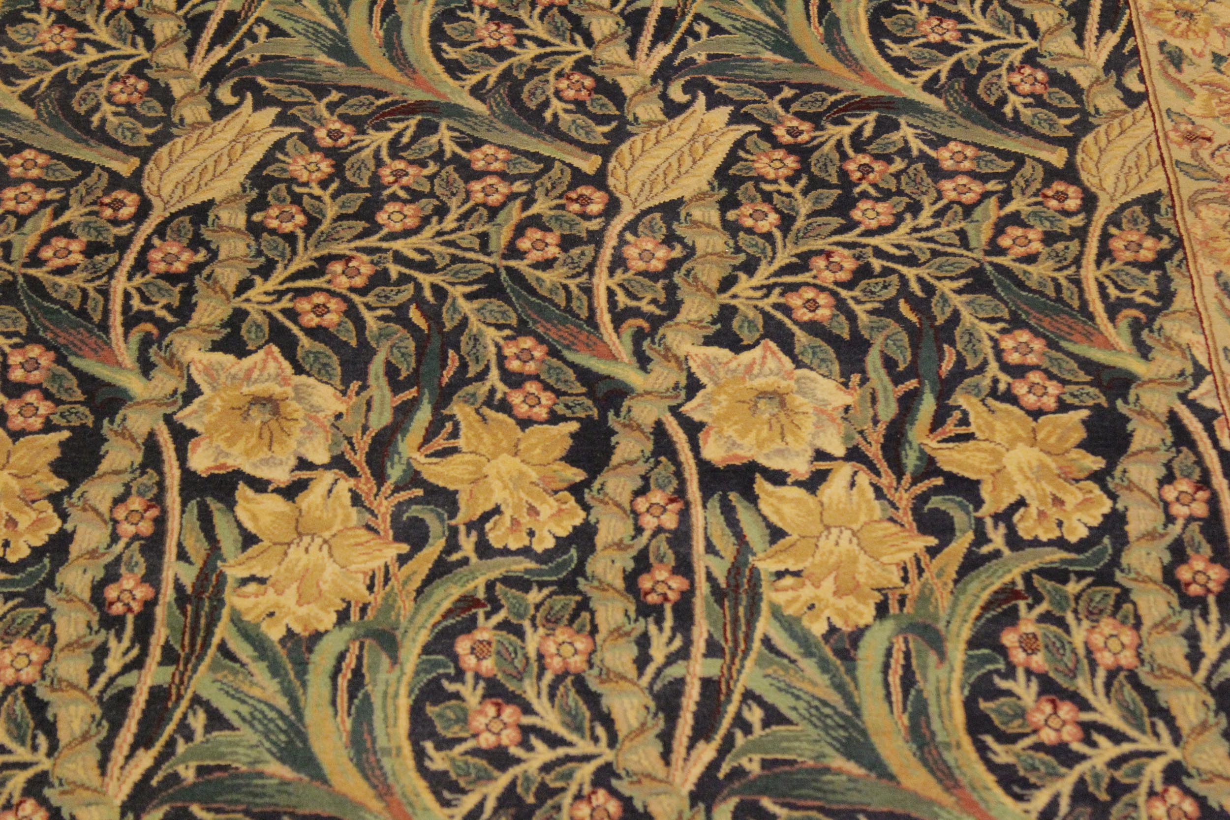 handmade Transitional Dafodils Blue Taupe Hand Knotted RECTANGLE 100% WOOL area rug 4x6