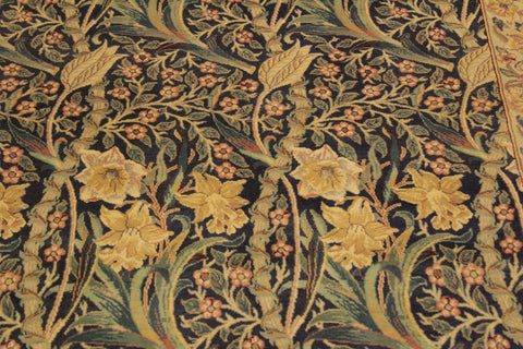 handmade Transitional Dafodils Blue Taupe Hand Knotted RECTANGLE 100% WOOL area rug 4x6