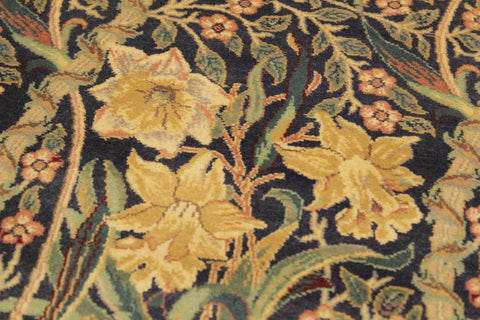 handmade Transitional Dafodils Blue Taupe Hand Knotted RECTANGLE 100% WOOL area rug 4x6