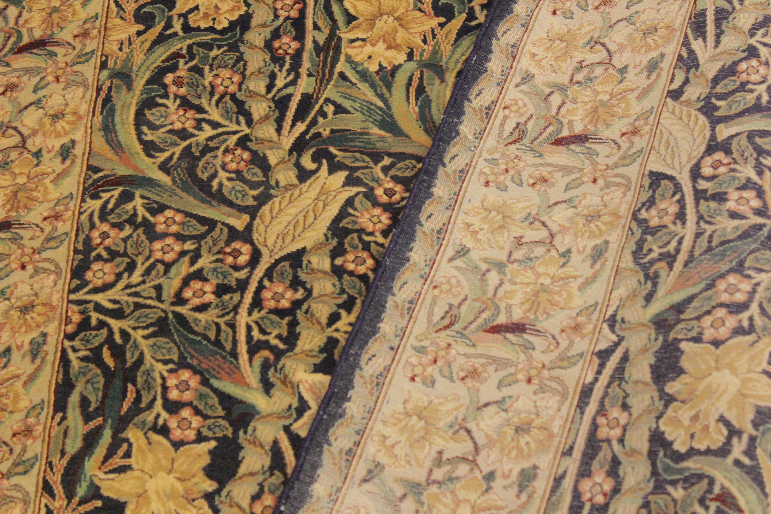 handmade Transitional Dafodils Blue Taupe Hand Knotted RECTANGLE 100% WOOL area rug 4x6