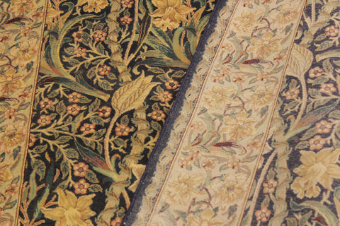 handmade Transitional Dafodils Blue Taupe Hand Knotted RECTANGLE 100% WOOL area rug 4x6