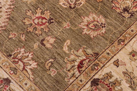 handmade Traditional Kafkaz Lt. Green Ivory Hand Knotted RECTANGLE 100% WOOL area rug 5x7