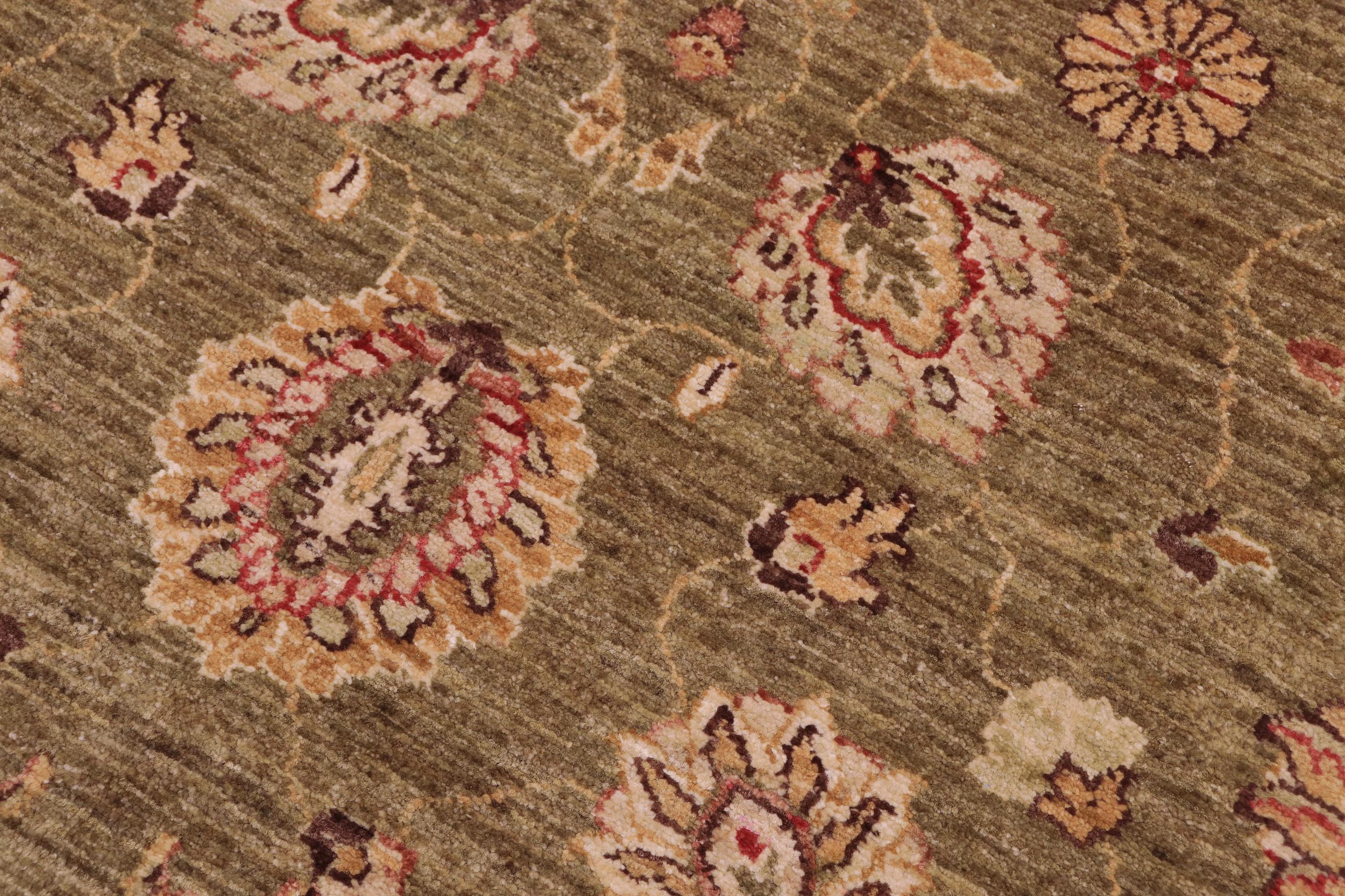 handmade Traditional Kafkaz Lt. Green Ivory Hand Knotted RECTANGLE 100% WOOL area rug 5x7