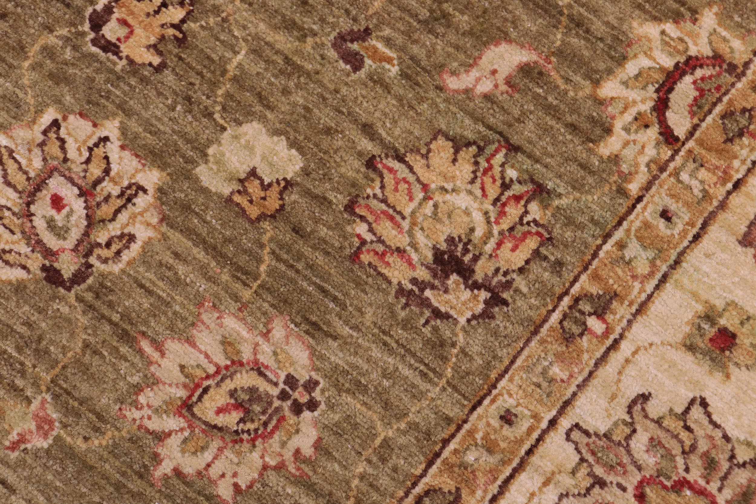 handmade Traditional Kafkaz Lt. Green Ivory Hand Knotted RECTANGLE 100% WOOL area rug 5x7