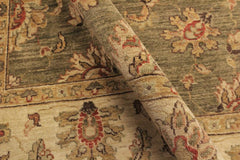 handmade Traditional Kafkaz Lt. Green Ivory Hand Knotted RECTANGLE 100% WOOL area rug 5X7