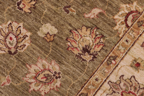 handmade Traditional Kafkaz Lt. Green Ivory Hand Knotted RECTANGLE 100% WOOL area rug 5x7